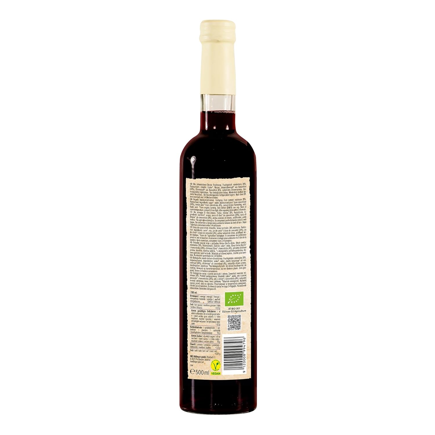 Thumbnail 4 de Höllinger Bio Johannisbeer-Zitrone Sirup (vegan) – 3×500 ml in der Glasflasche, fruchtig frisch