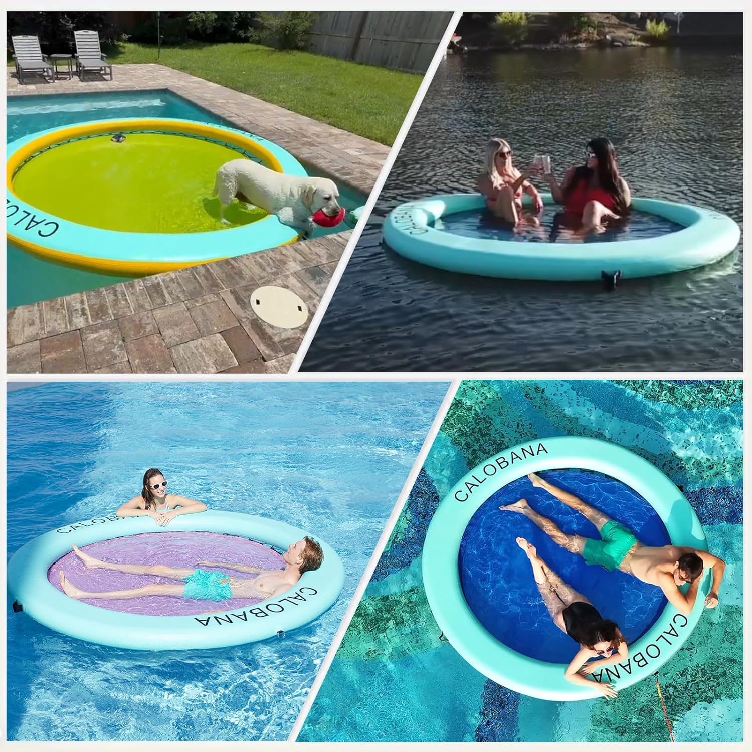 Thumbnail 4 de CALOBANA 10-Foot Round Floating Ring Inflatable Water Hammock for Adults