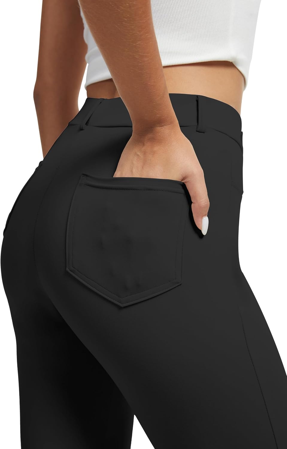 Detalle de VIMPEP Women’s Stretchy Yoga Dress Pants High Rise Straight Leg with Pockets