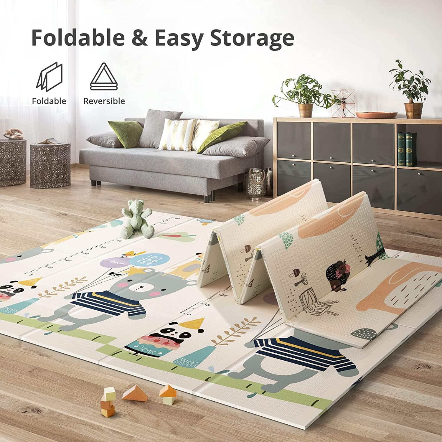 Detalle 2 de UANLAUO Foldable Baby Play Mat, 79 x 71 Inches