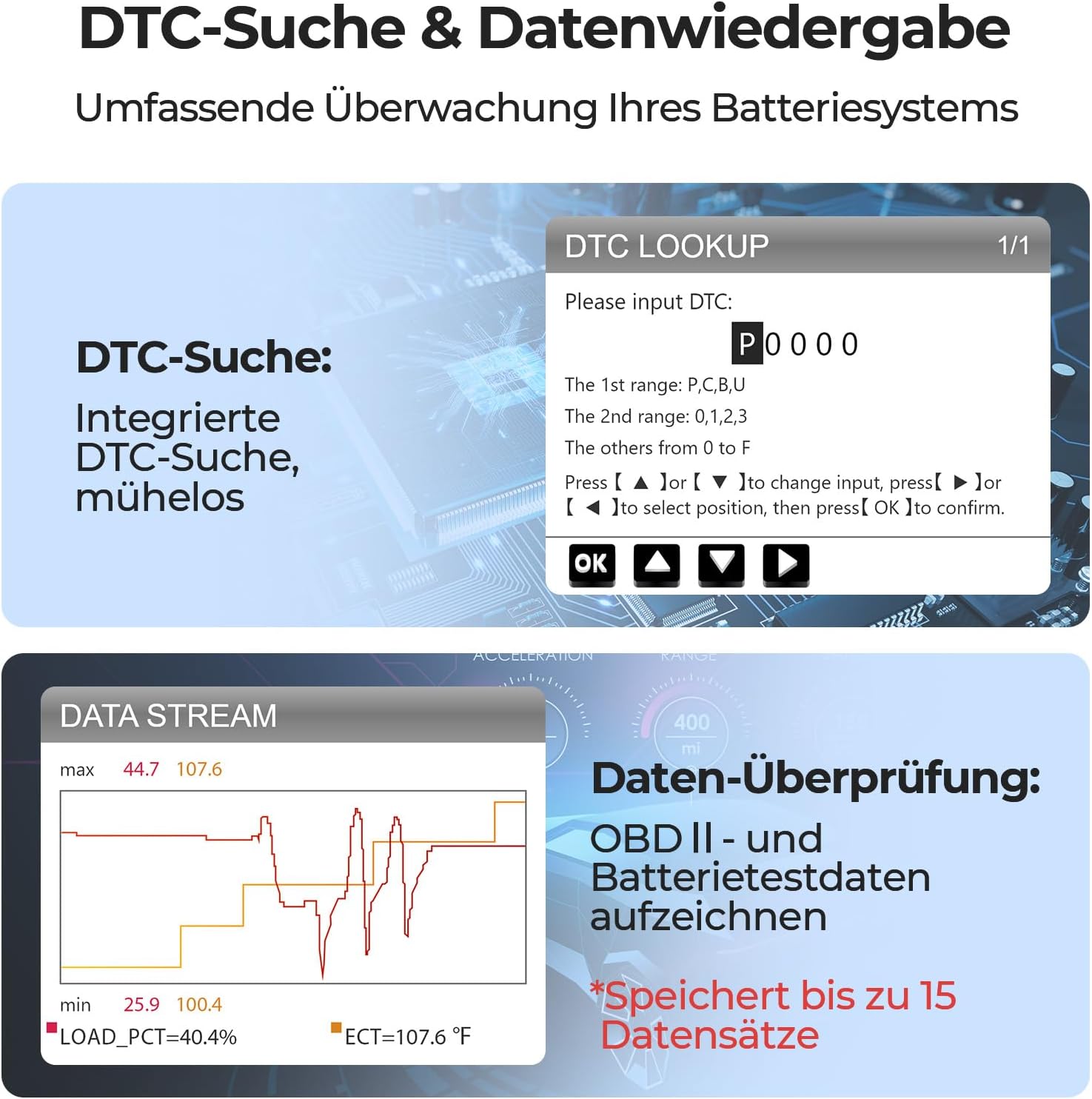 Detalle 2 de TOPDON ArtiLink500B OBD2 Diagnosegerät und Batterietester 2-in-1 für Auto-Fehlercodes und Tests