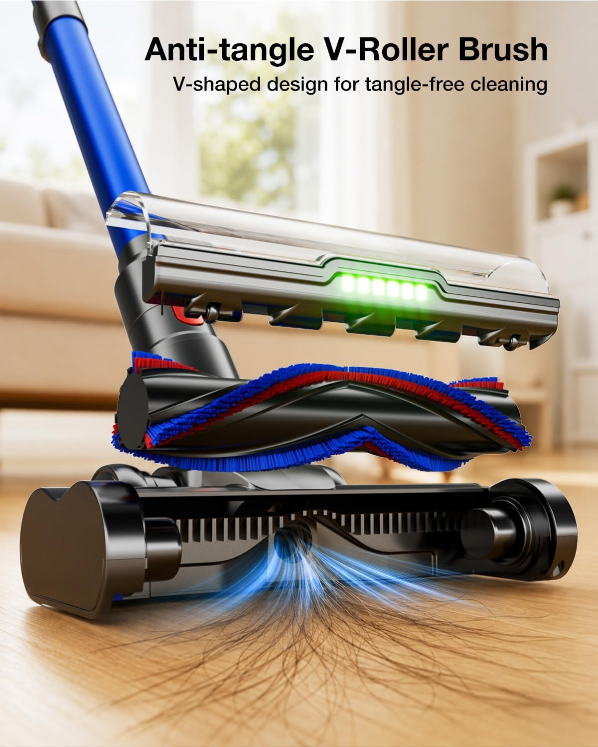 Detalle de InBoon X16 Cordless Stick Vacuum, 60KPa Suction, 70-Minute Runtime, HEPA Filter