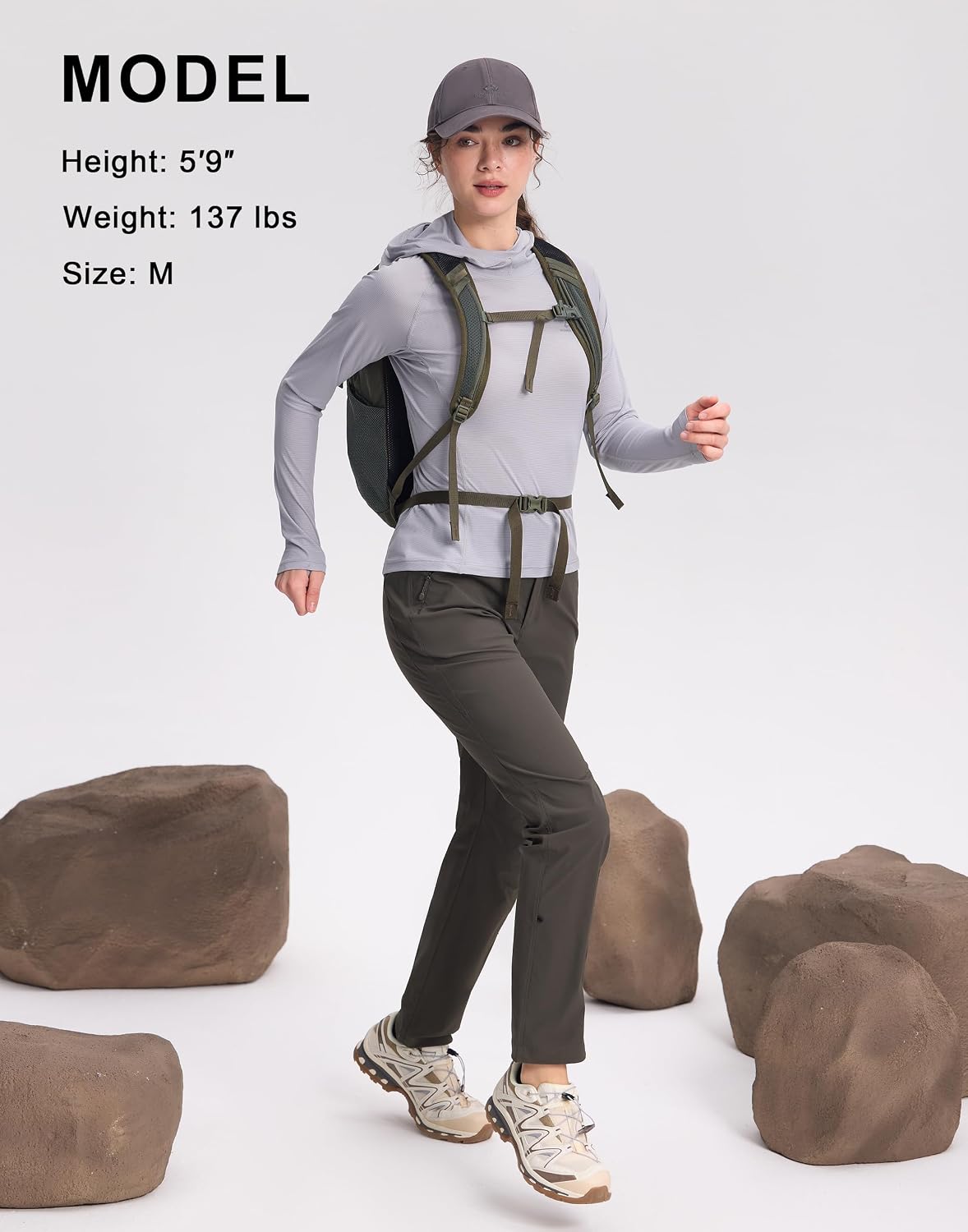 Detalle de Pioneer Camp UPF23+ – Maglietta sportiva da donna con cappuccio, ultraleggera (90 g) e TP rapido all asciugatura