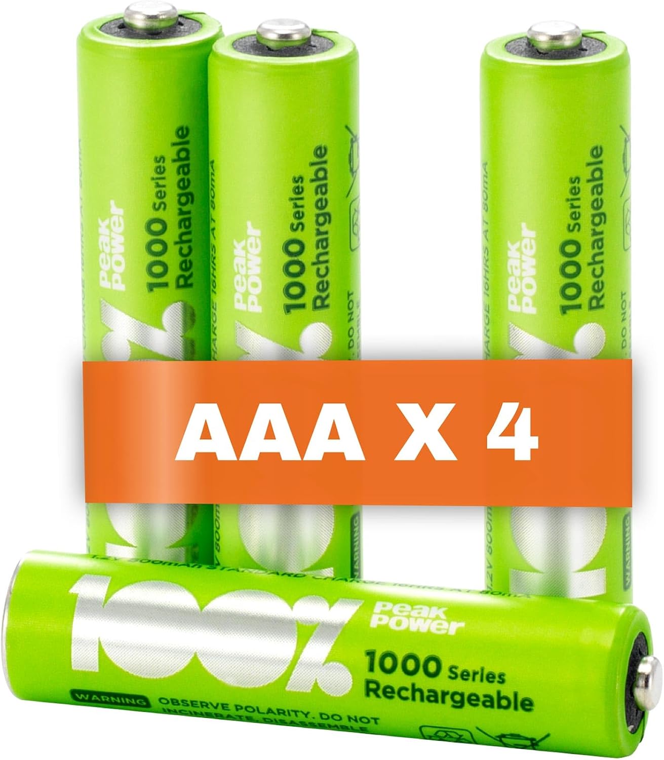 Detalle de 100%PeakPower PeakPower Akku AAA (LR3) 1,2 V – 4er-Set NiMH, vorgeladen