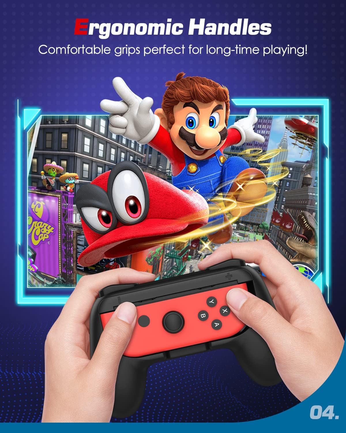 Detalle 2 de Switch Joy-Con-Grip von MoKo für 2 Stück