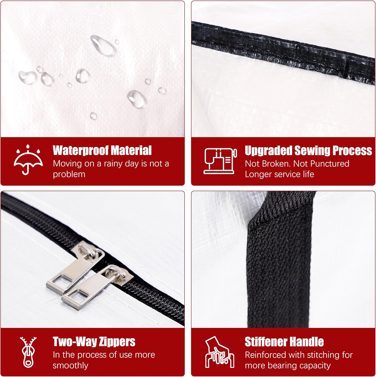 Thumbnail 4 de PANDA JOYS Extra Large Moving Bags (8-Pack) with Zippers & Carry Handles, Semi-Transparent