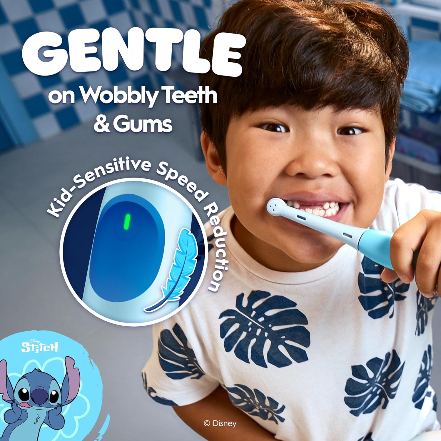 Detalle de Oral-B iO Kids Electric Toothbrush, Disney Stitch — A practical choice for six-year-olds