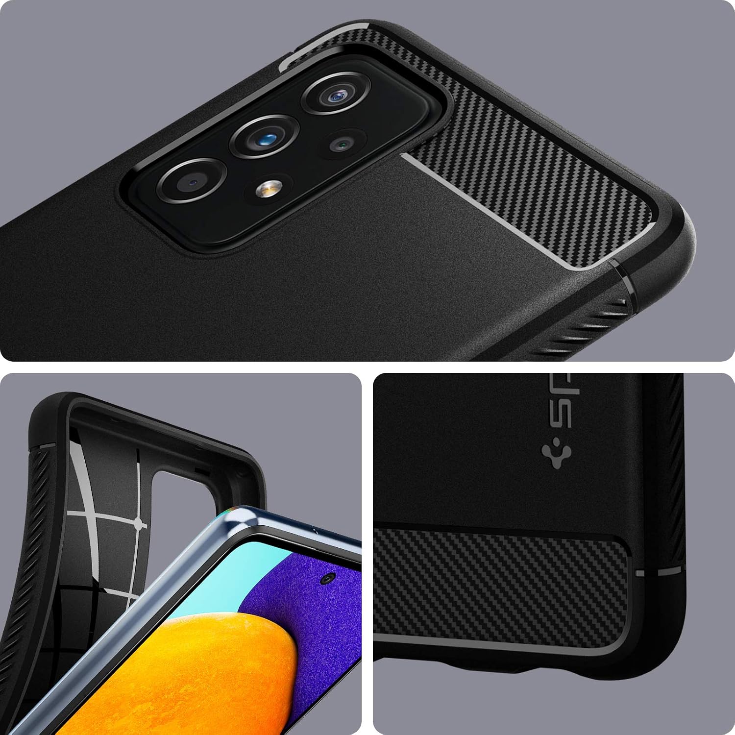 Detalle de Spigen Rugged Armor per Samsung Galaxy A52 5G/A52 4G/A52s 5G - Cover in TPU nero