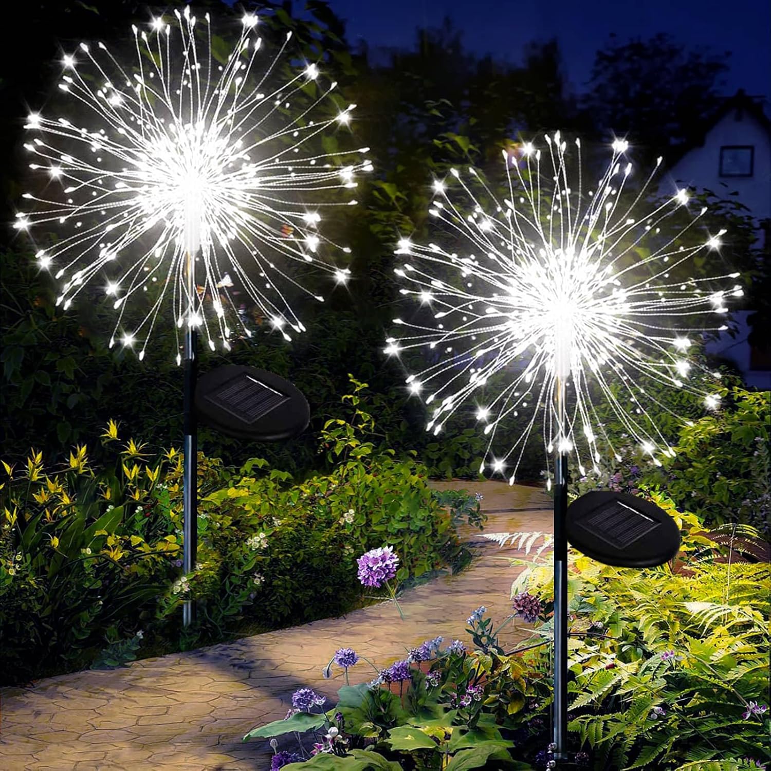 Detalle de Joycome Luci Solari 2 Lampion da Giardino: 120 LED, 8 modalità, IP65 – Illuminazione solare per vialetti e giardino
