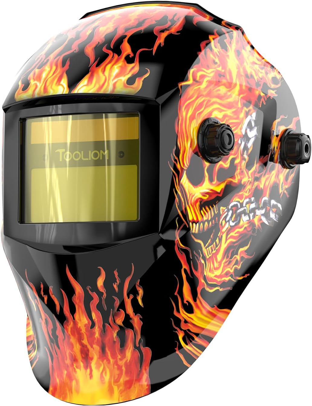 Detalle de TOOLIOM auto-darkening welding helmet, 3.64 x 1.67-inch view