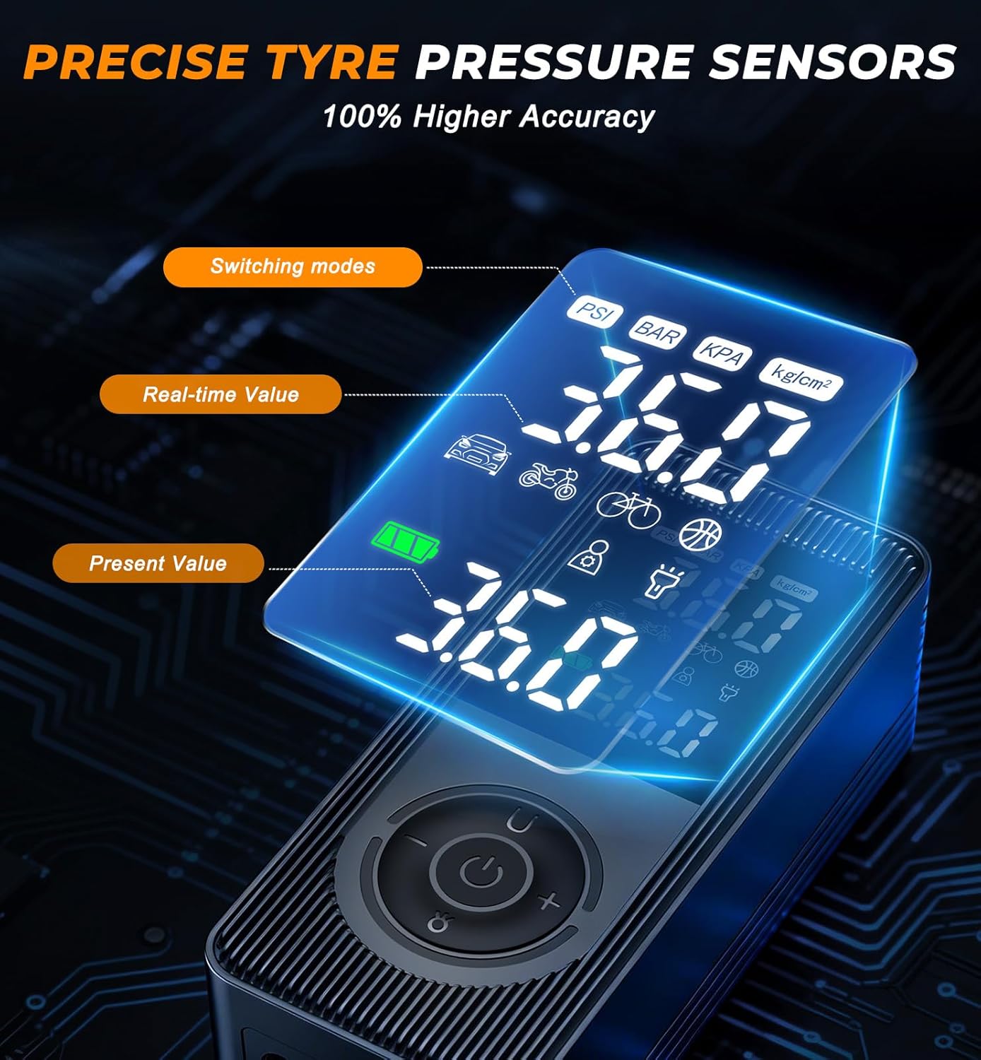 Thumbnail 6 de Fshyos Tyre Inflator 150PSI Portable Pump