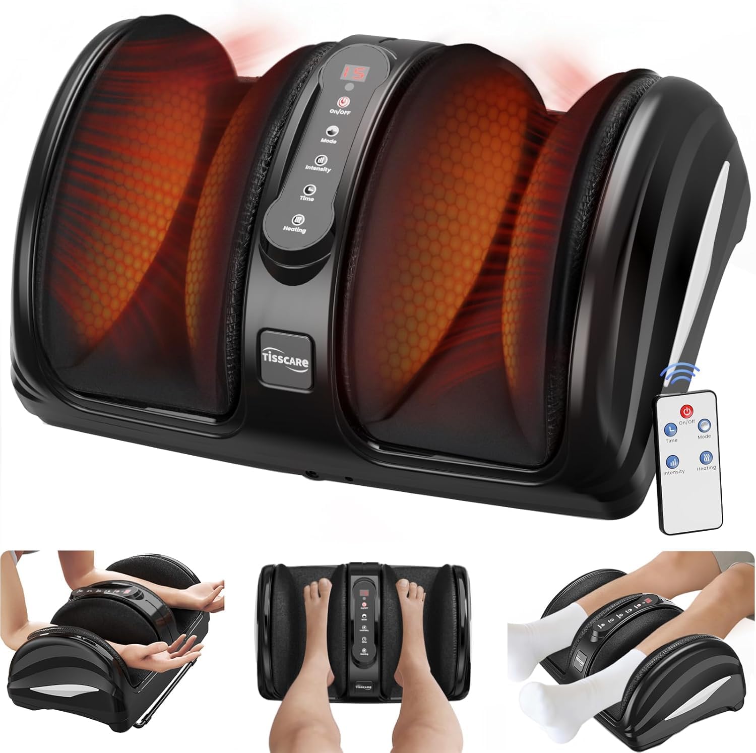 Detalle de TISSCARE Foot Massager for Neuropathy: Deep Shiatsu, Heat Therapy, and Custom Comfort for Everyday Feet