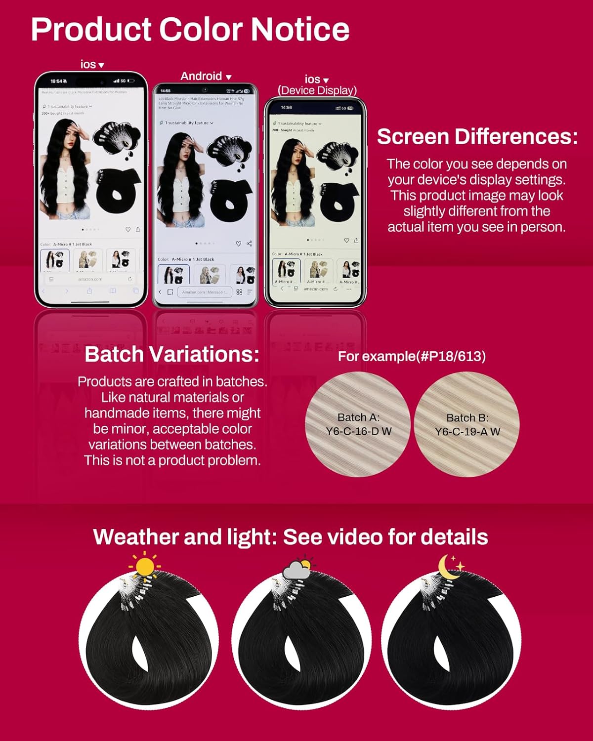 Thumbnail 6 de Moresoo Hair Extensions Microlink Human Hair Jet Black 24 Inch (50g) with Invisible Seam