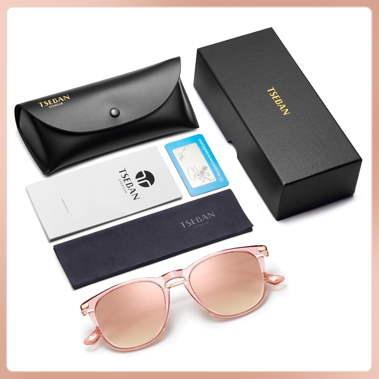 Thumbnail 6 de TSEBAN Vintage Polarisierte Damen-Sonnenbrille mit Blaulichtfilter – Acetat-Rahmen, UV 400
