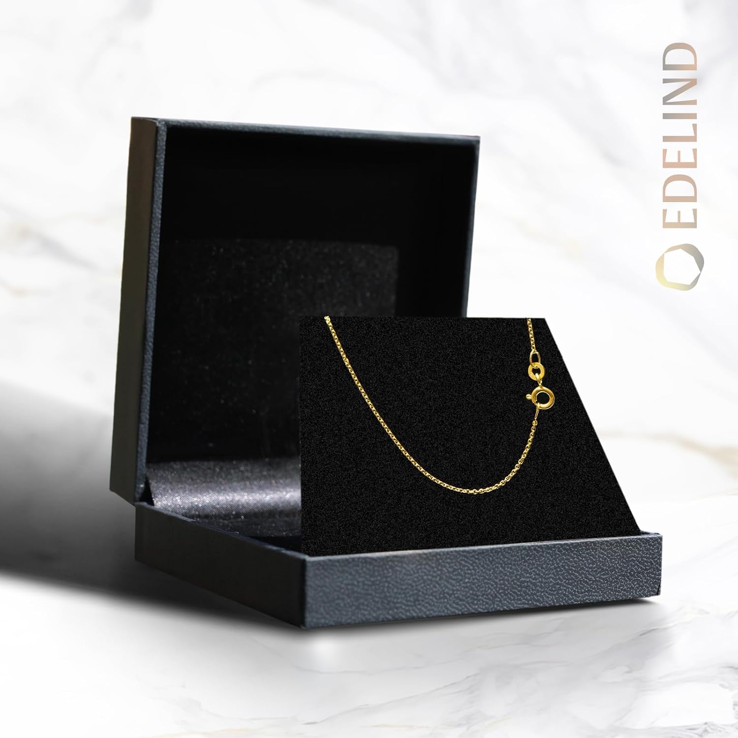 Thumbnail 6 de EDELIND Catenina Donna Oro Giallo 14K 333/375/585/750 – Collana Ancora Rotonda 1,1 mm, 65 cm con scatola regalo