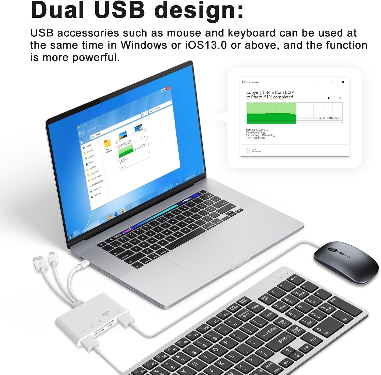Detalle de 5-in-1 Memory Card Reader, USB OTG Adapter & SD Card Reader for Phone/Pad (USB C & USB A) with Micro SD & SD Card Slots