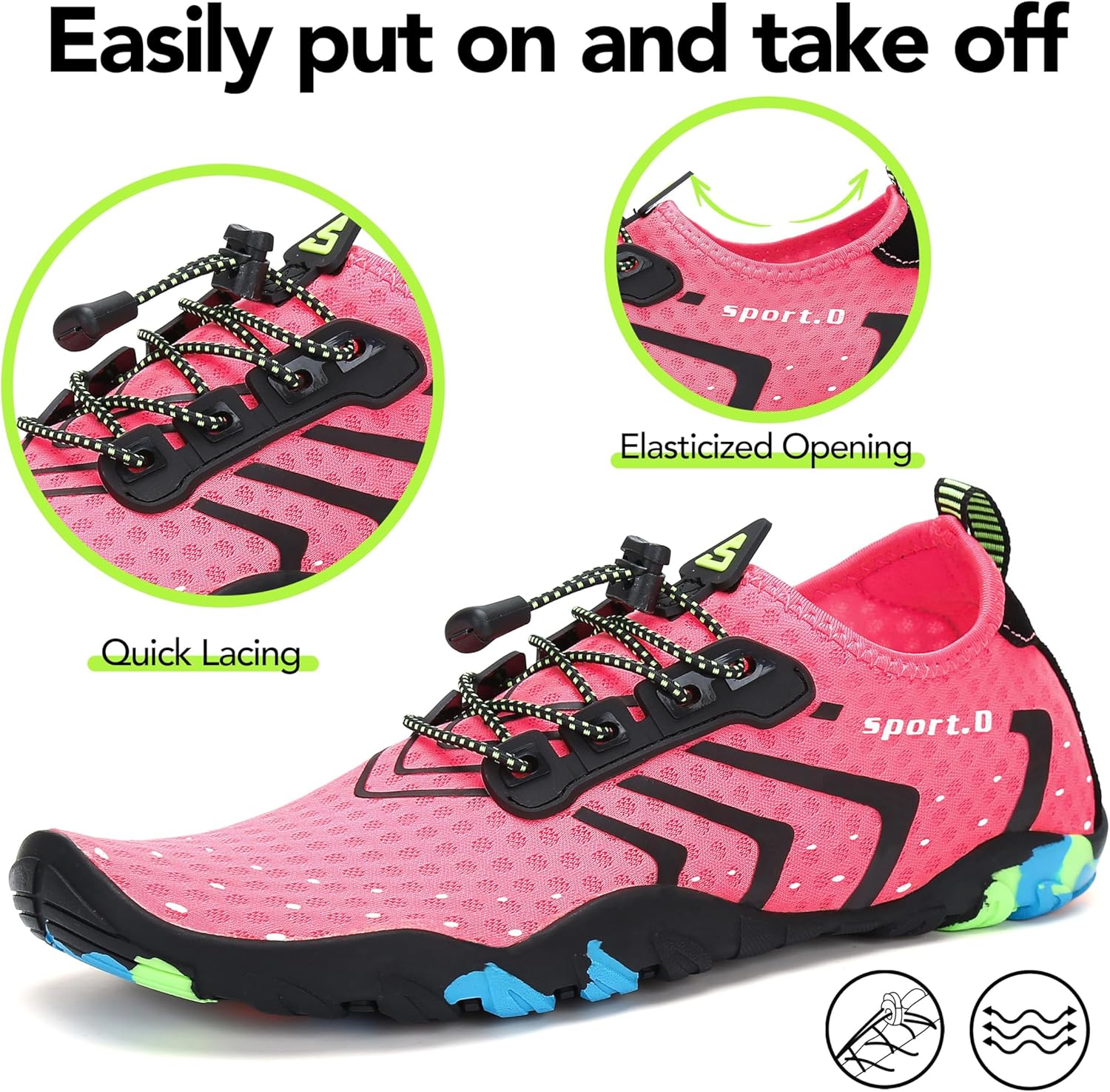 Thumbnail 2 de SAGUARO Badeschuhe / Wasserschuhe mit Schnellverschluss, atmungsaktivem Mesh und rutschfester Sohle (Gr. 35–48)