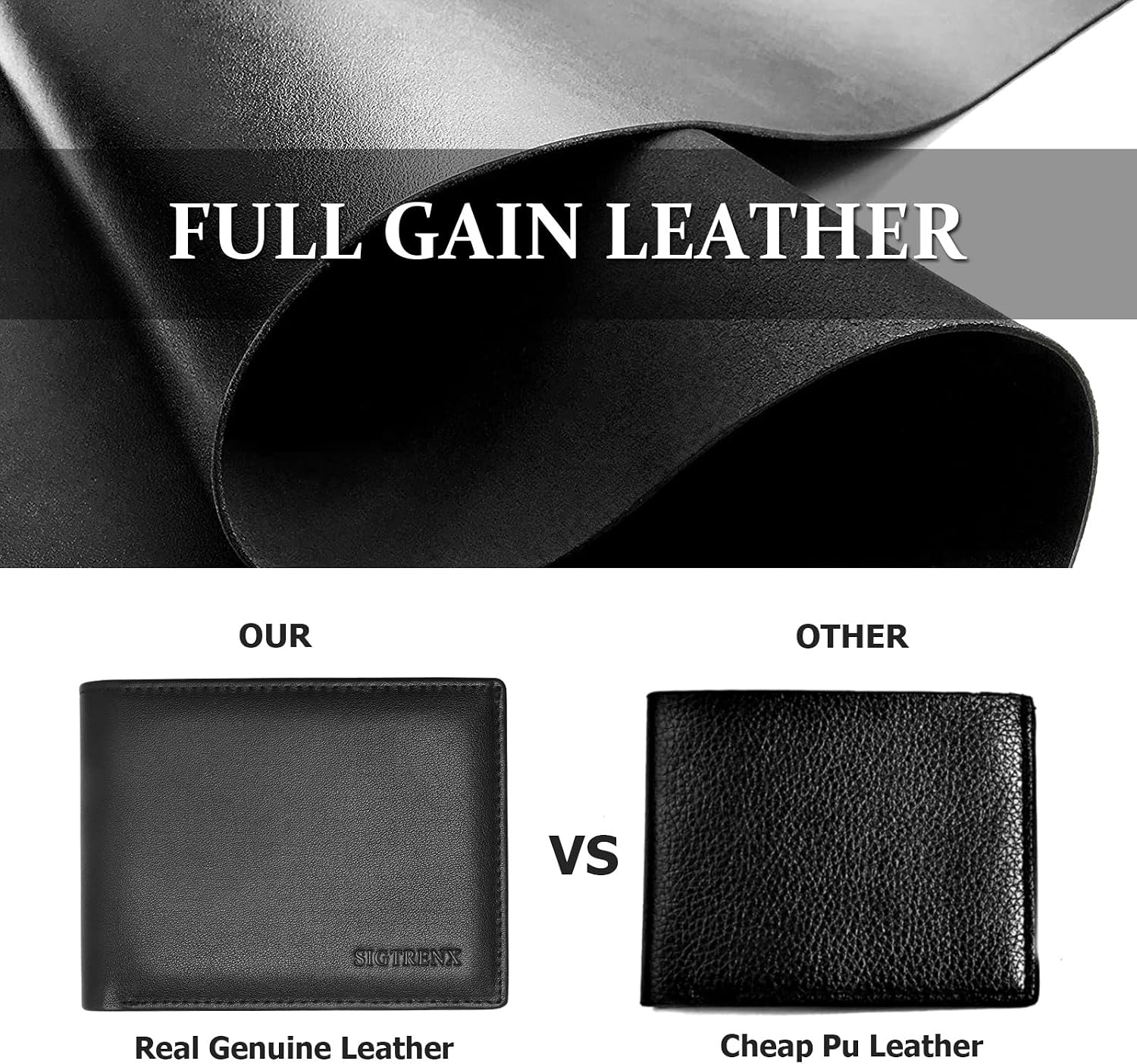 Thumbnail 1 de Sigtrenx Genuine Leather Bifold Wallet for Men with RFID Blocking and 2 ID Windows