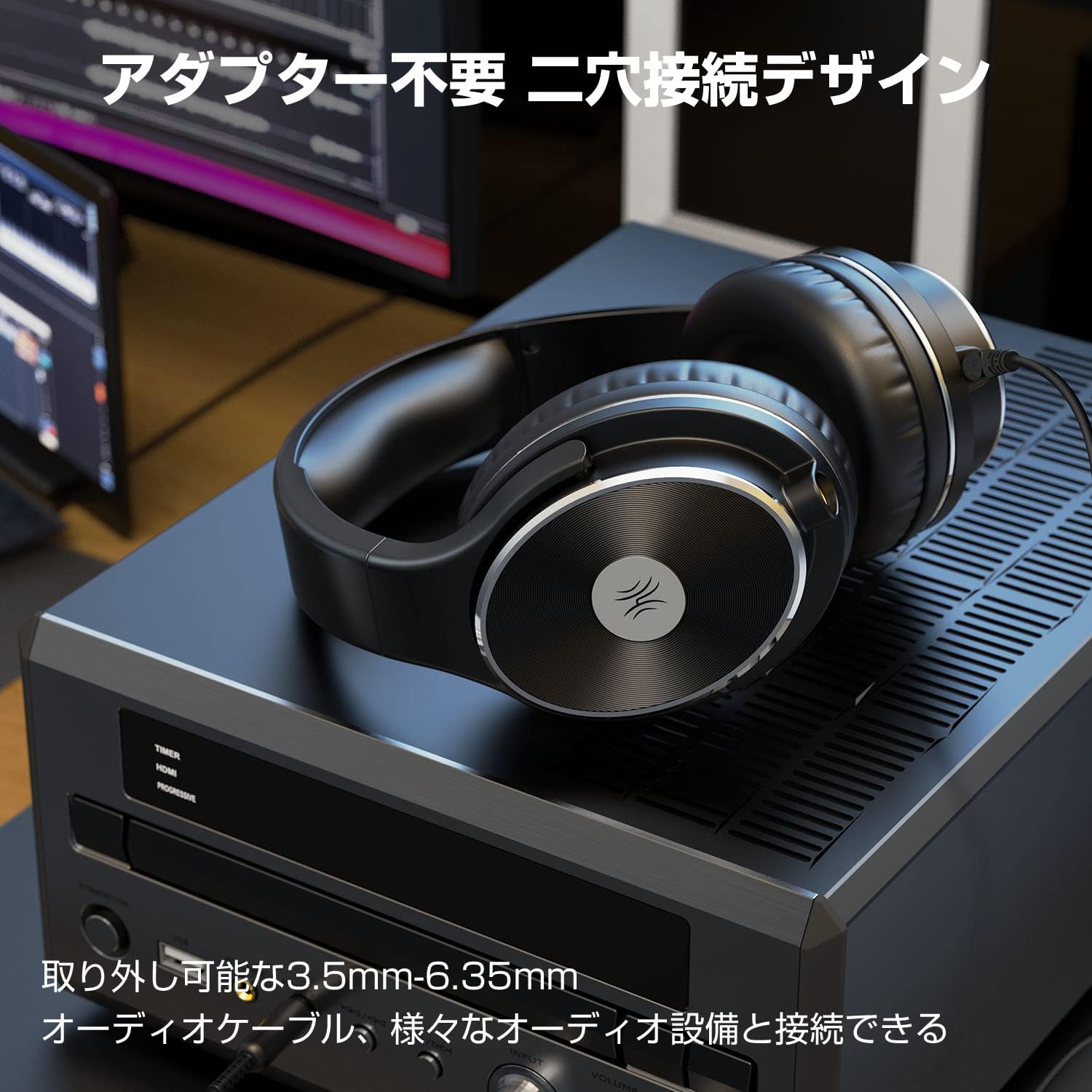 Detalle de OneOdio 有線オーバーイヤーヘッドホン 50mmドライバー・マイク付き・着脱式デュアルジャック