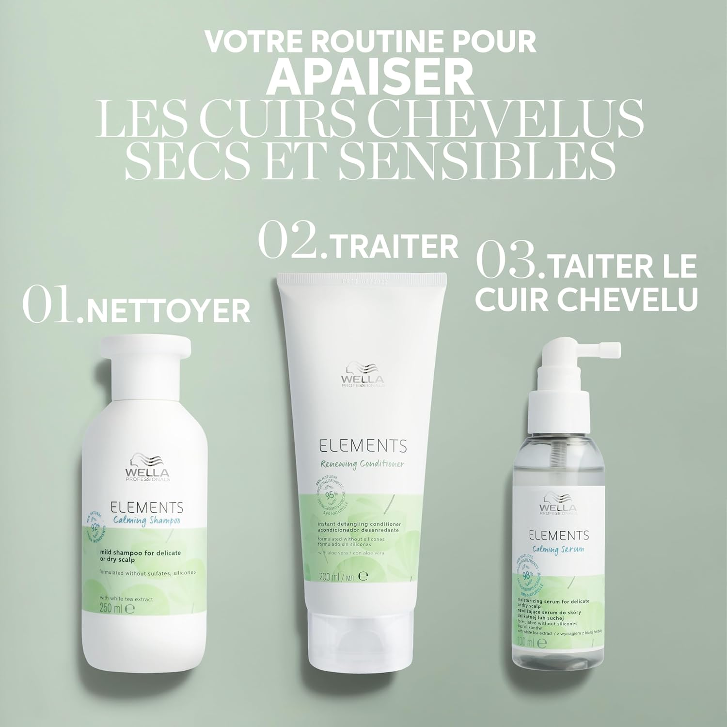 Thumbnail 5 de Wella Professionals ELEMENTS Calming Shampoing apaisant sans sulfate pour cuir chevelu sec ou délicat (Aloe Vera) 500 ml