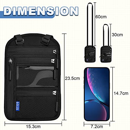 Detalle de Yordawn Portadocumentos de Cuello con Bloqueo RFID — Cartera de Viaje Impermeable (Negro Oscuro)