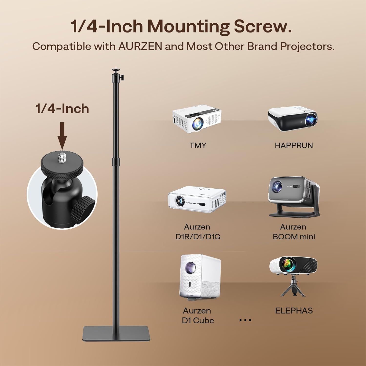 Thumbnail 3 de Aurzen Projector Stand — Adjustable Stand with 1/4-Inch Screw, compatible with TMY, HAPPRUN, Yaber and more