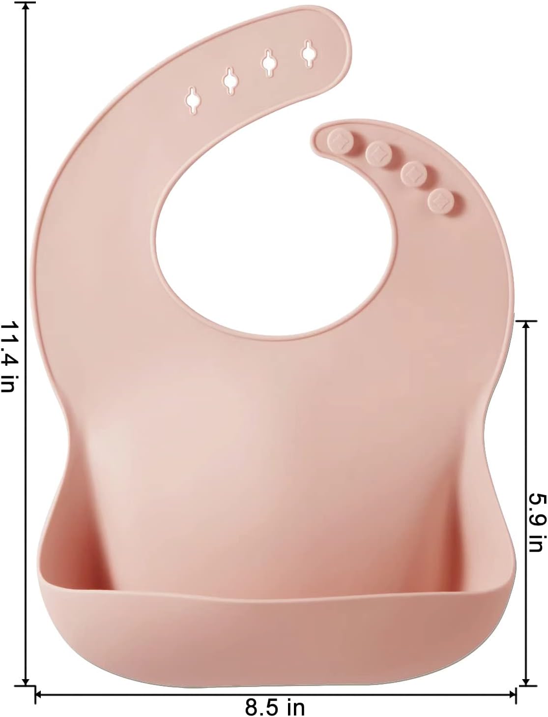 Detalle 2 de PandaEar 3 Pack Silicone Baby Bibs for Weaning – Waterproof, Deep Catch Pocket, Adjustable Neck (Muted Pink, Rose, Linen)