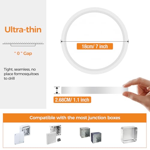 Detalle de slochi Plafonnier LED 15W 1500LM – 3 températures de couleur (3000K/4000K/6500K) – IP44 Étanché pour Salle de Bain, Cuisine, Couloir