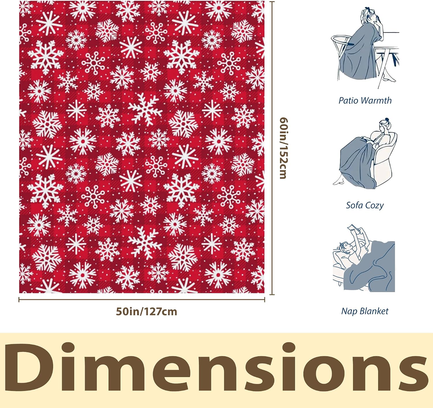 Detalle de HUSITI Snowflakes Christmas Decor Throw Blanket (50" x 60")