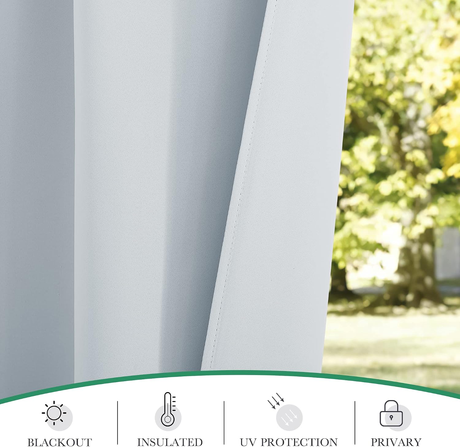 Detalle de StangH Curtains 2-Panel Outdoor Curtains, Greyish White, 52 x 84 in