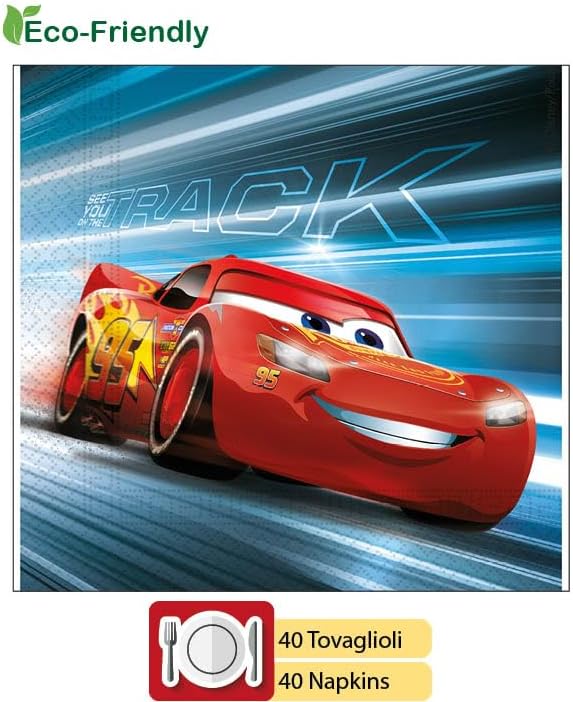 Detalle 1 de Ciao AZ084 – zestaw imprezowy Disney Cars, 88 elementów z papieru FSC
