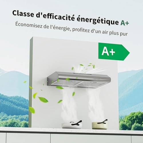 Detalle de FIREGAS A+ Hotte Aspirante 60 cm Sans Évacuation – Argent, moteur brushless
