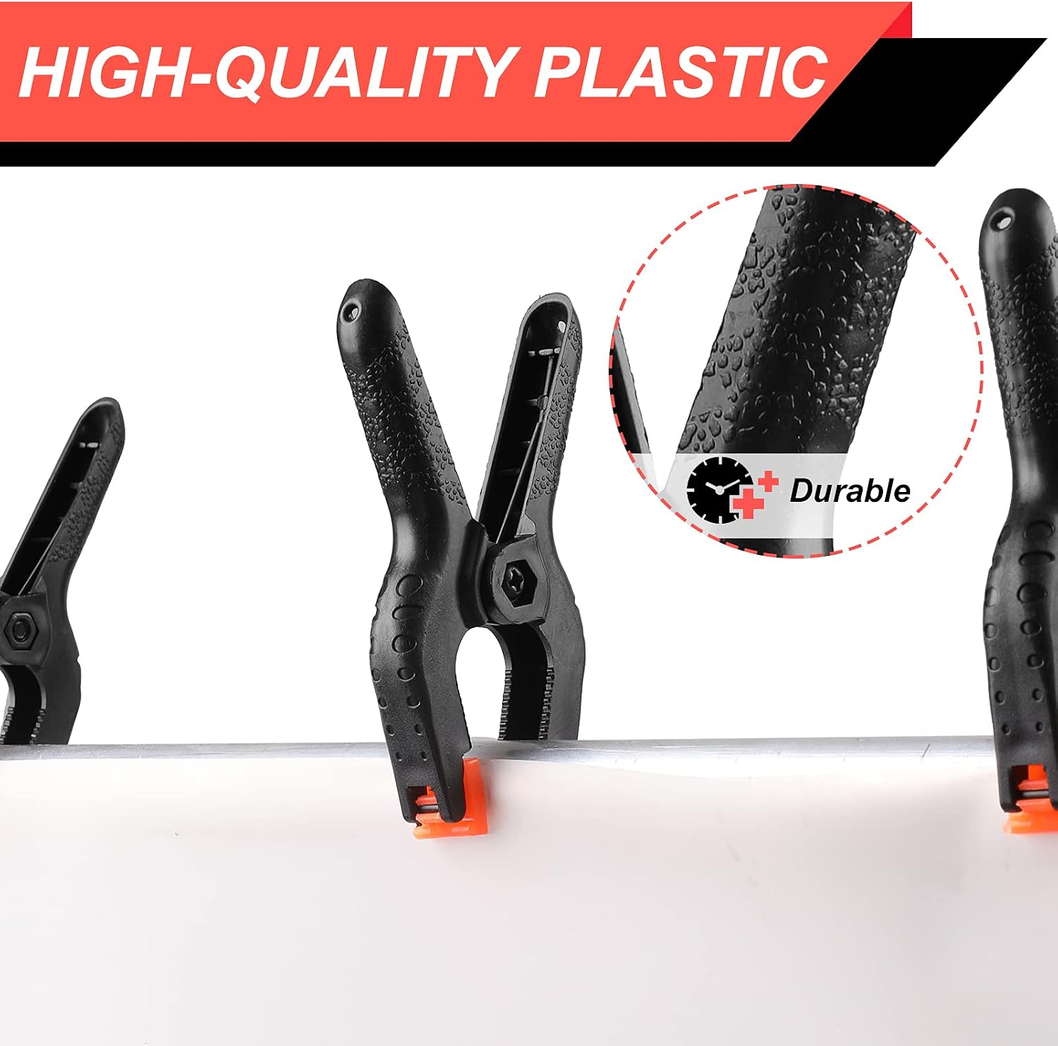 Detalle de Romeda AUB097P8L5TV Plastic Spring Clamps, 12-Pack, 3.5-Inch, Black
