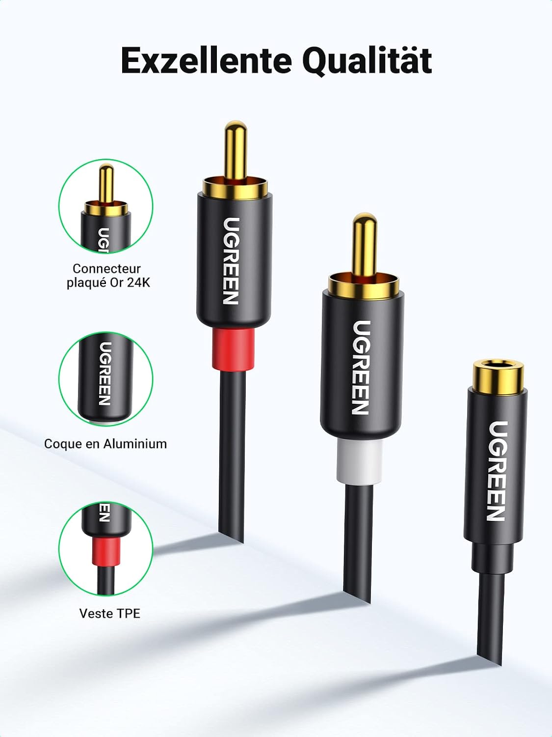 Thumbnail 4 de UGREEN Câble RCA Jack 3,5 mm 25CM