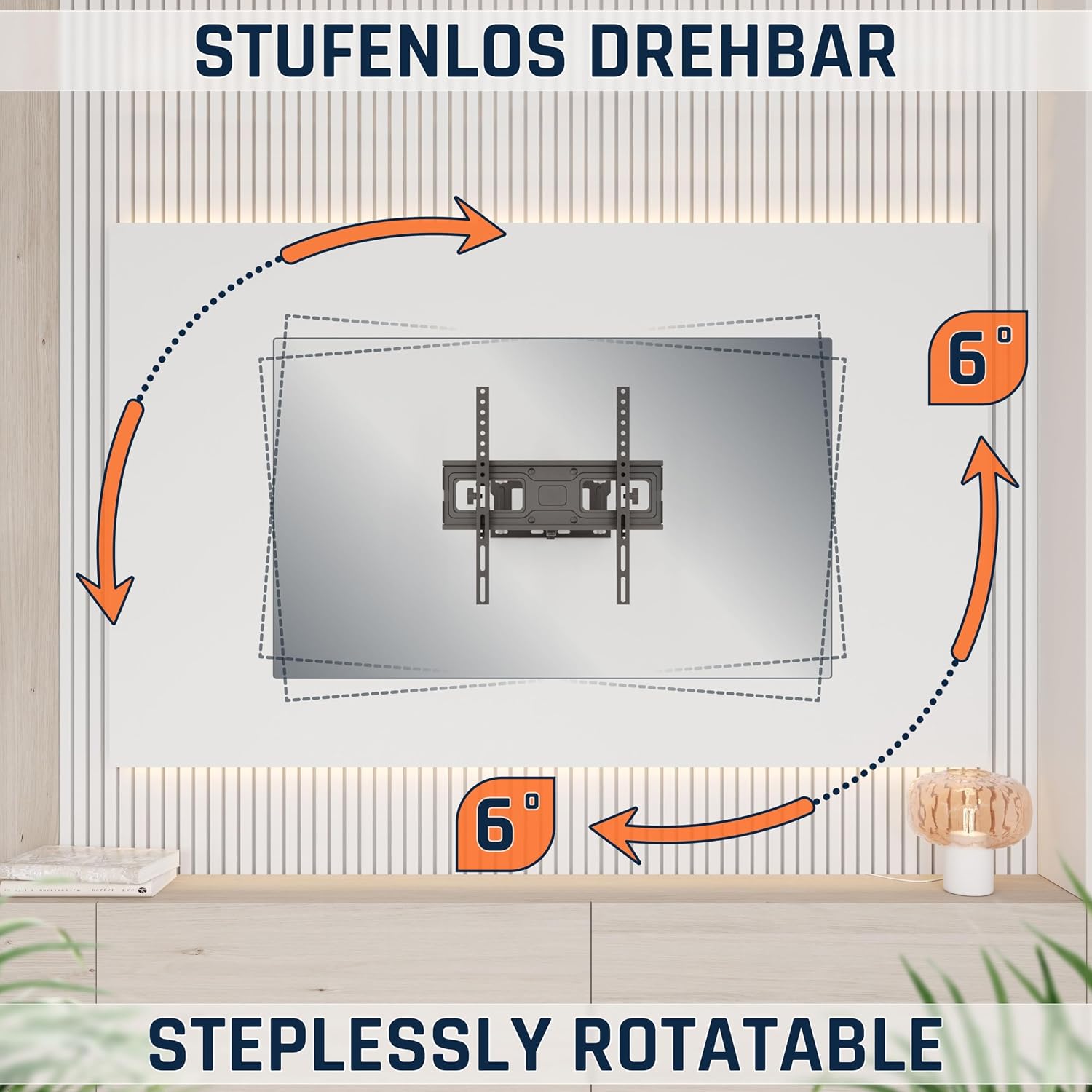 Detalle de Support mural TV RICOO S6144 – 40–65'', VESA 200x200 à 400x400, orientable et inclinable