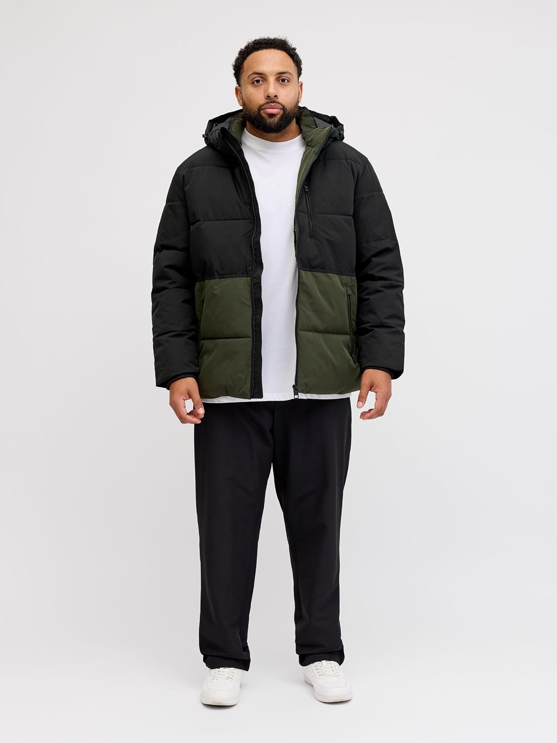 Detalle 2 de JACK & JONES Jjeowen puffer da uomo con cappuccio e chiusura imbottita