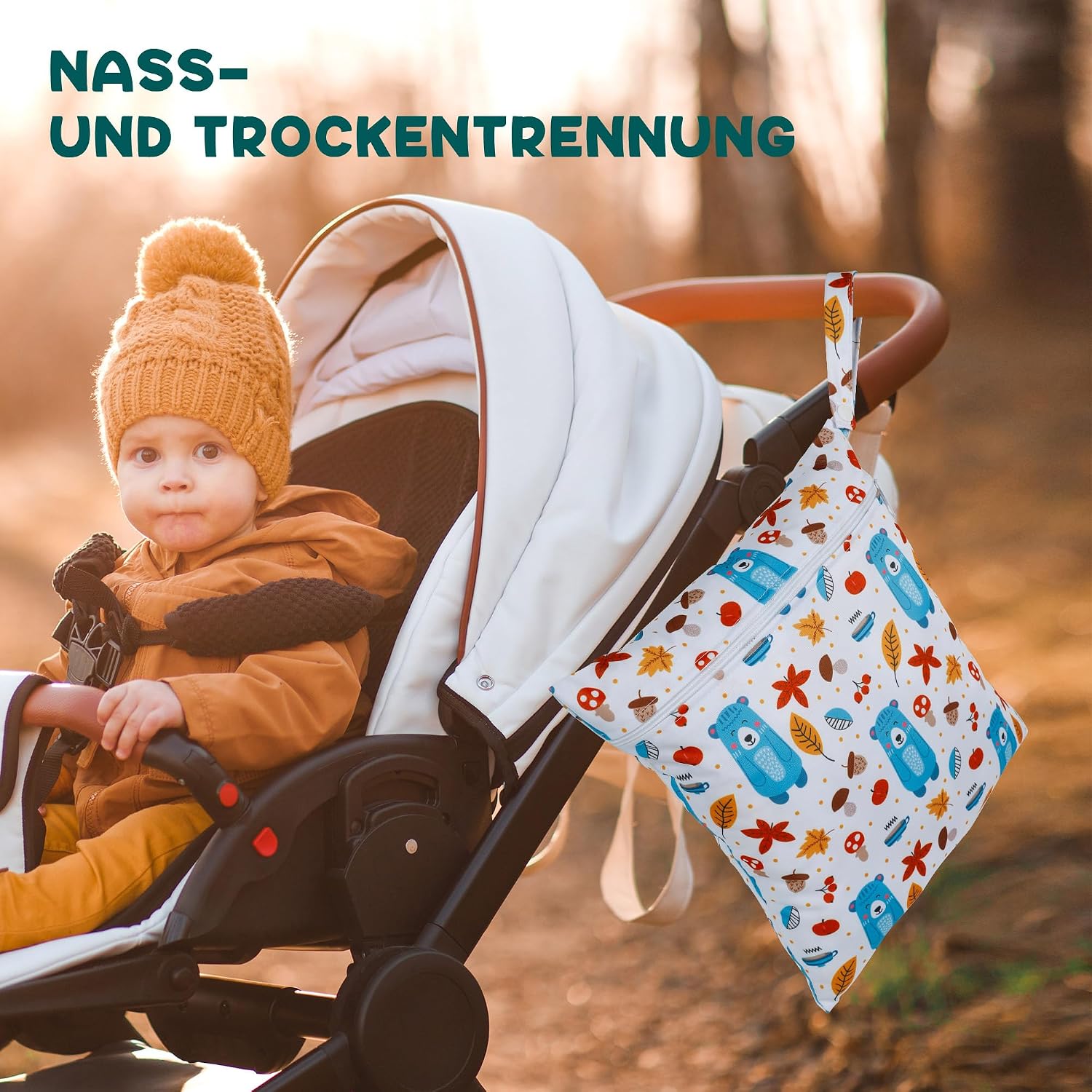 Thumbnail 5 de Loscarol 2er Set große Wetbags für Kindergarten & Schwimmen (Bär) – doppelt verschließbar, getrennt trocken/nass