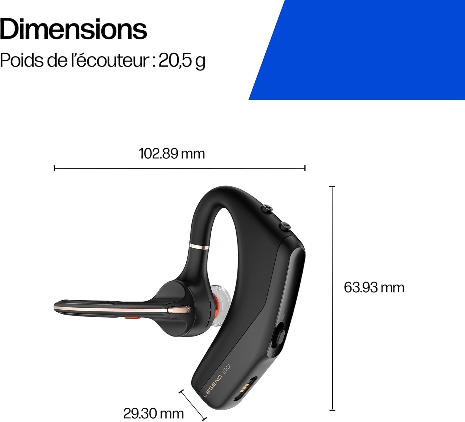 Thumbnail 6 de Poly Voyager Legend 50 – Casque Bluetooth antibruit avec micro, commandes vocales et design ergonomique (noir)