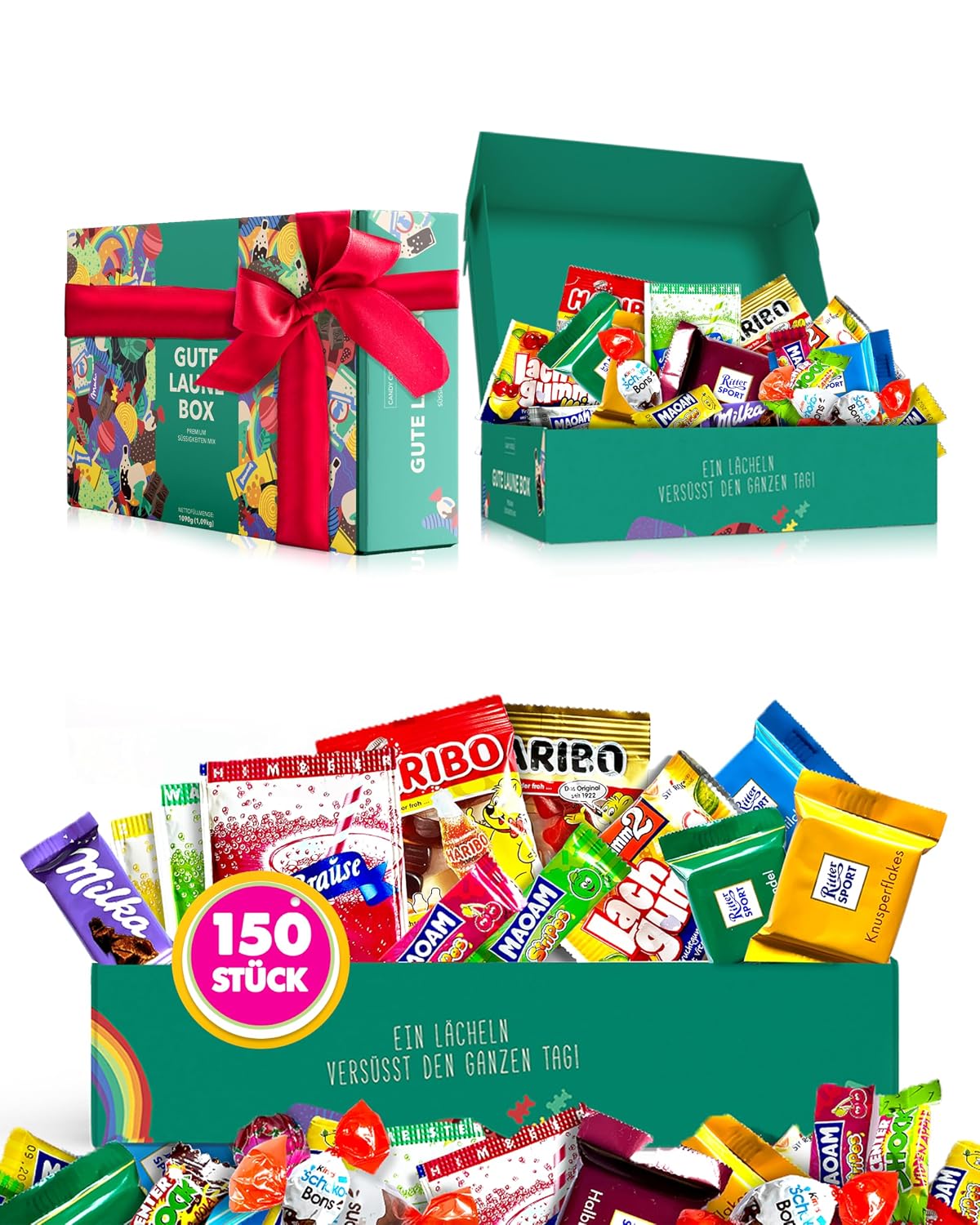 Detalle de Premium Süßigkeiten Box (150 Stück) – Gute Laune Box von Candy Circle