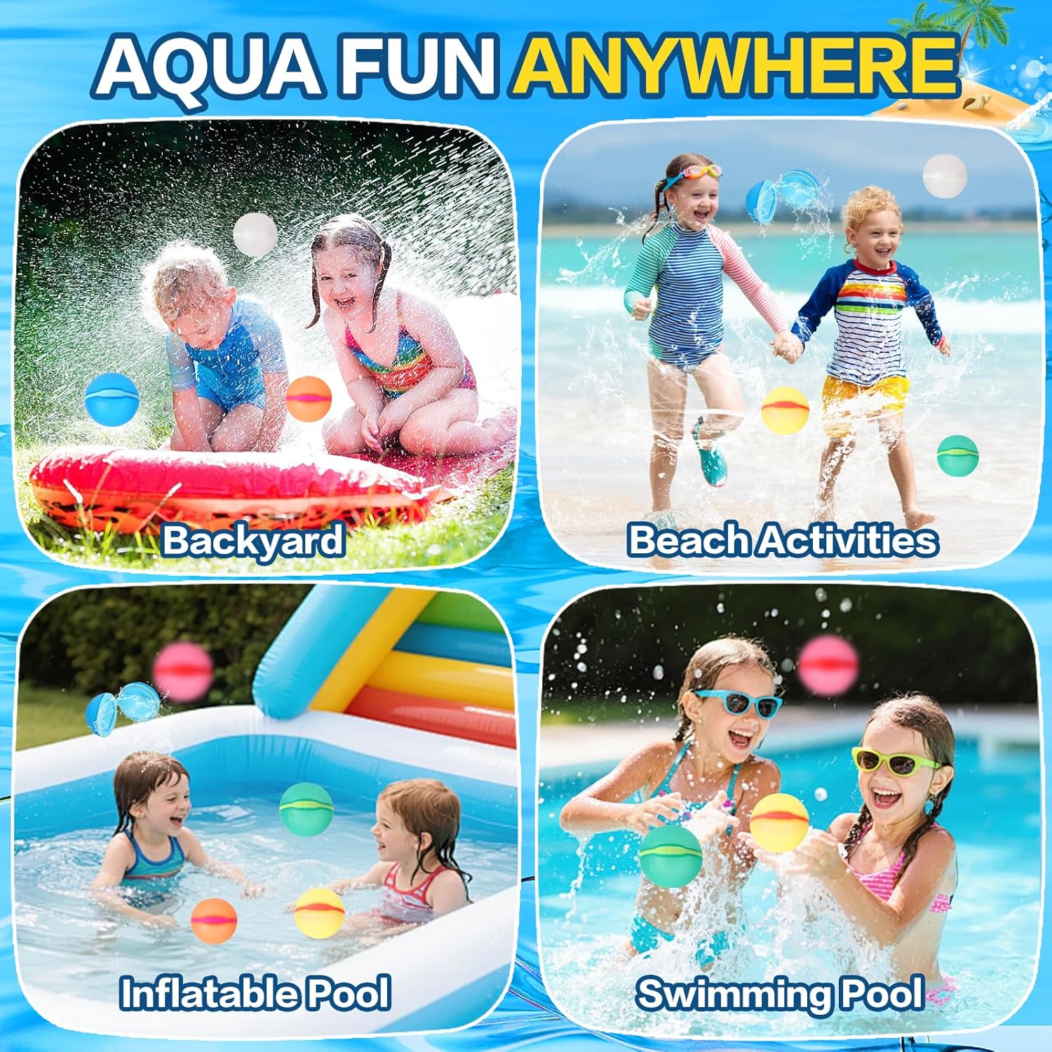 Thumbnail 2 de Reusable Water Balloons, 12-Pack Magnetic Quick Fill – Durable Silicone Water Bombs for Summer Fun