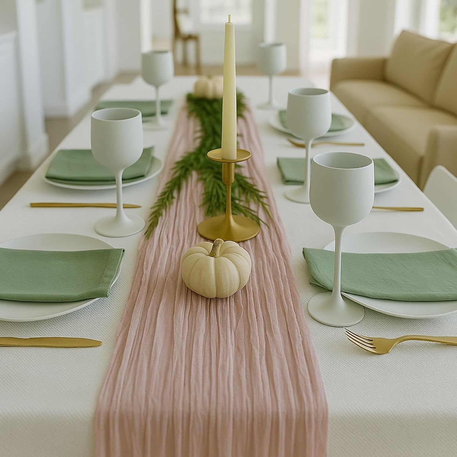 Thumbnail 4 de Cheesecloth Table Runner, 120-Inch