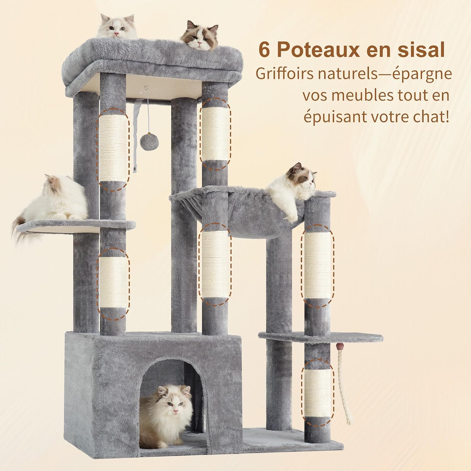 Thumbnail 5 de Heybly Arbre Ă Chat 120cm avec base 70x40 cm đ±