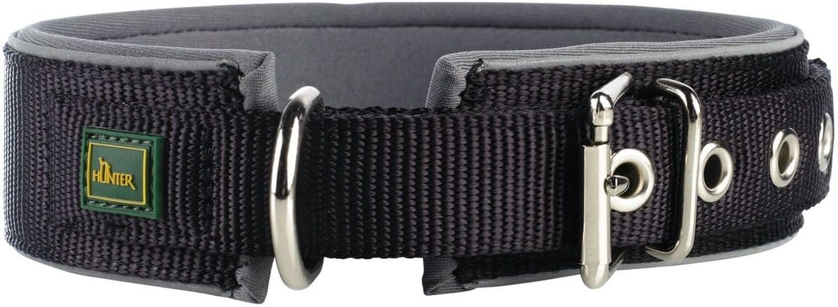 Detalle de HUNTER Hundehalsband NEOPREN Reflect – roter/schwarzer Reflektor mit weicher Polsterung, Breit 4,5 cm, Größe M-L