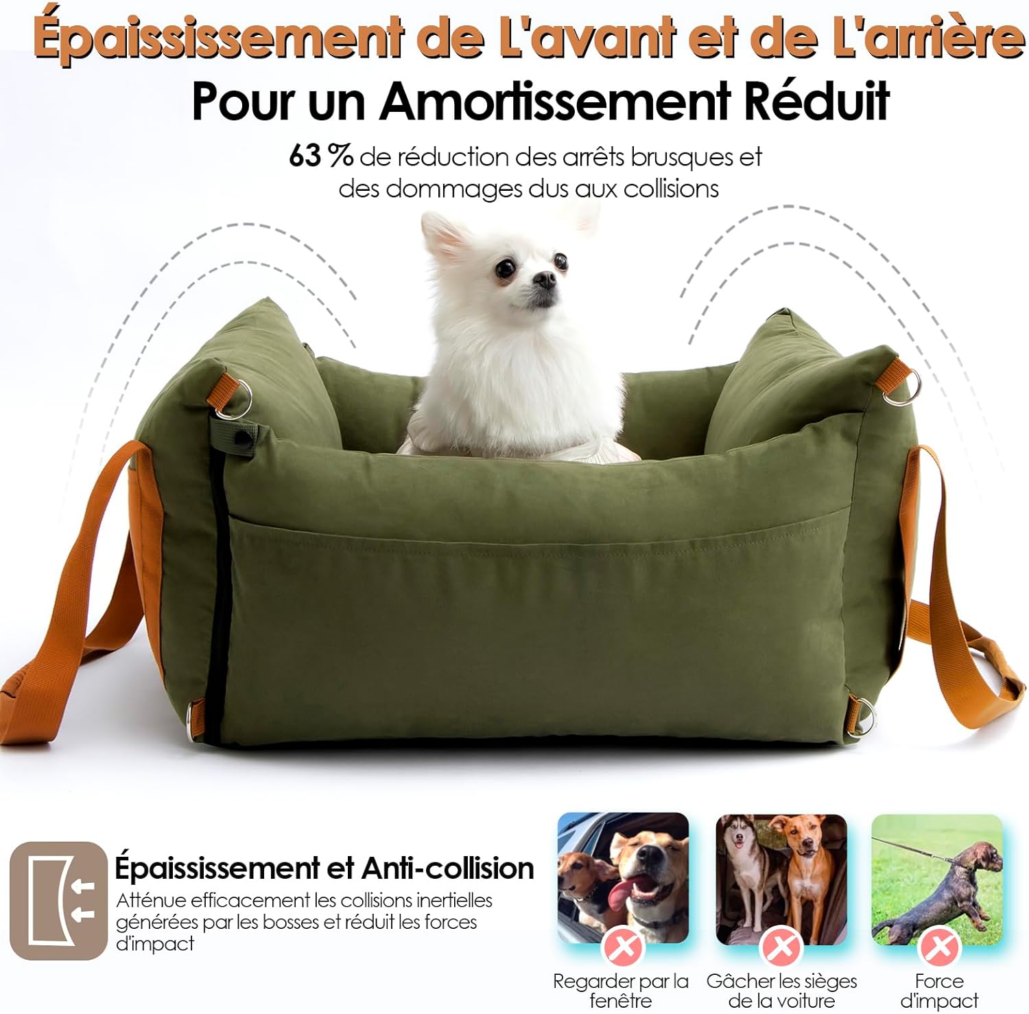 Thumbnail 5 de Siège auto pour chien petit et moyen moins de 15 kg avec panier extensible – Siege Auto Chien Voiture portable