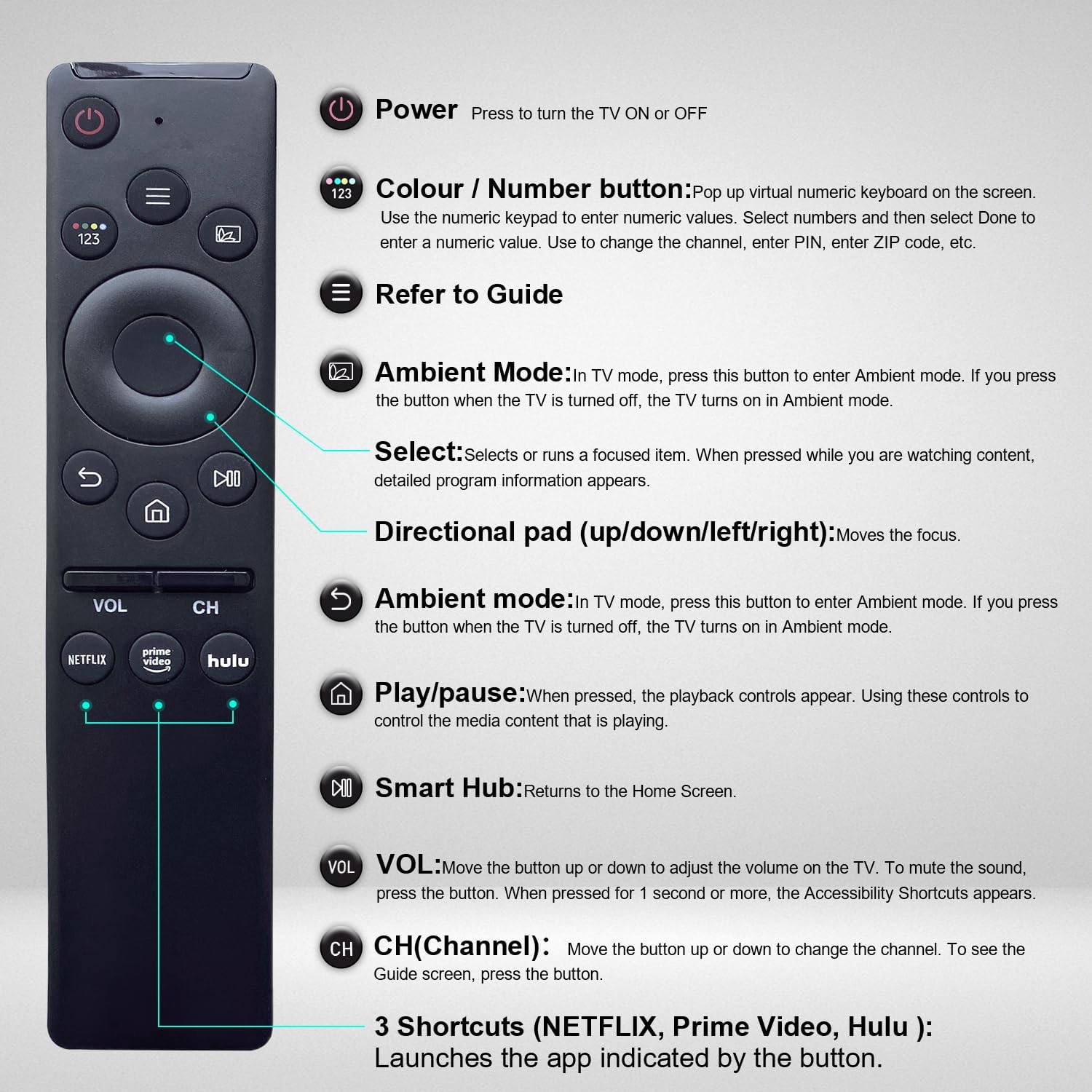 Thumbnail 6 de vtinvan Pack of 3 Universal Samsung TV Remote Replacement