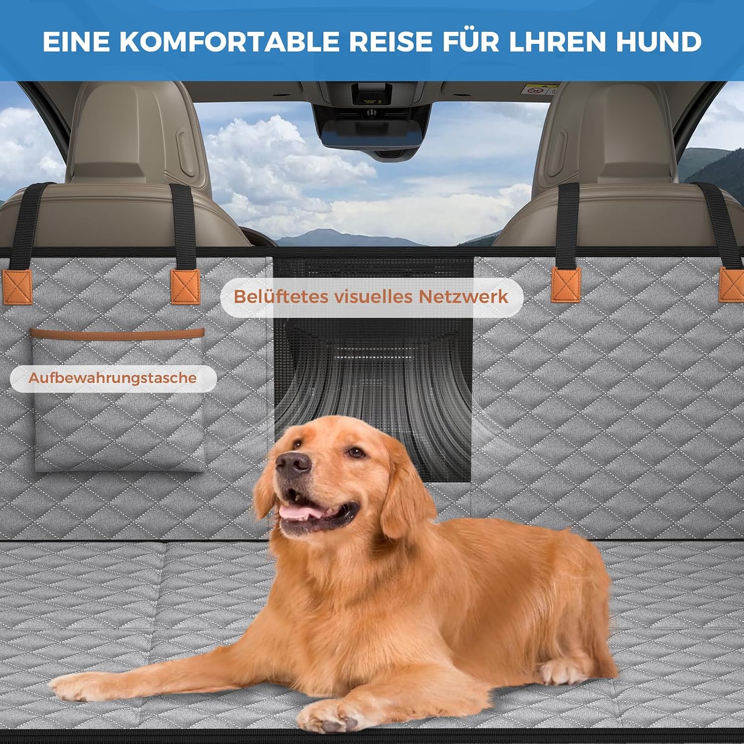 Detalle de MyeMdan dog car seat cover, 600D Oxford cloth