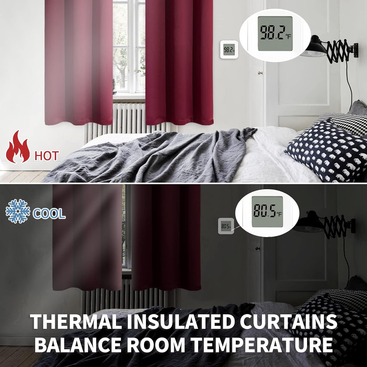 Detalle 2 de BGment 2 Blackout Curtains, Burgundy, 42 x 84 in, Grommet Top, 2 Panels