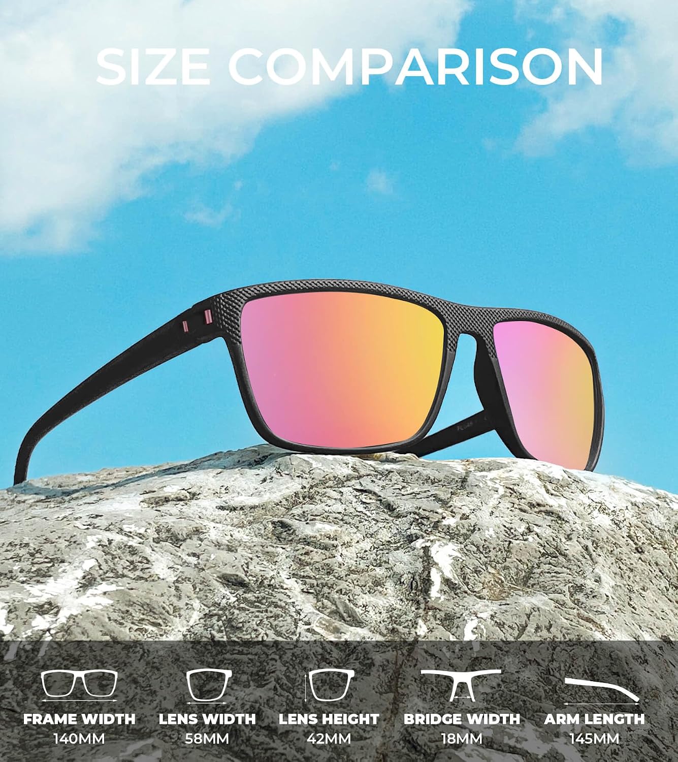 Detalle de KALIYADI Polarized Sunglasses for Men, UV400 Protection, 3-Pair Set