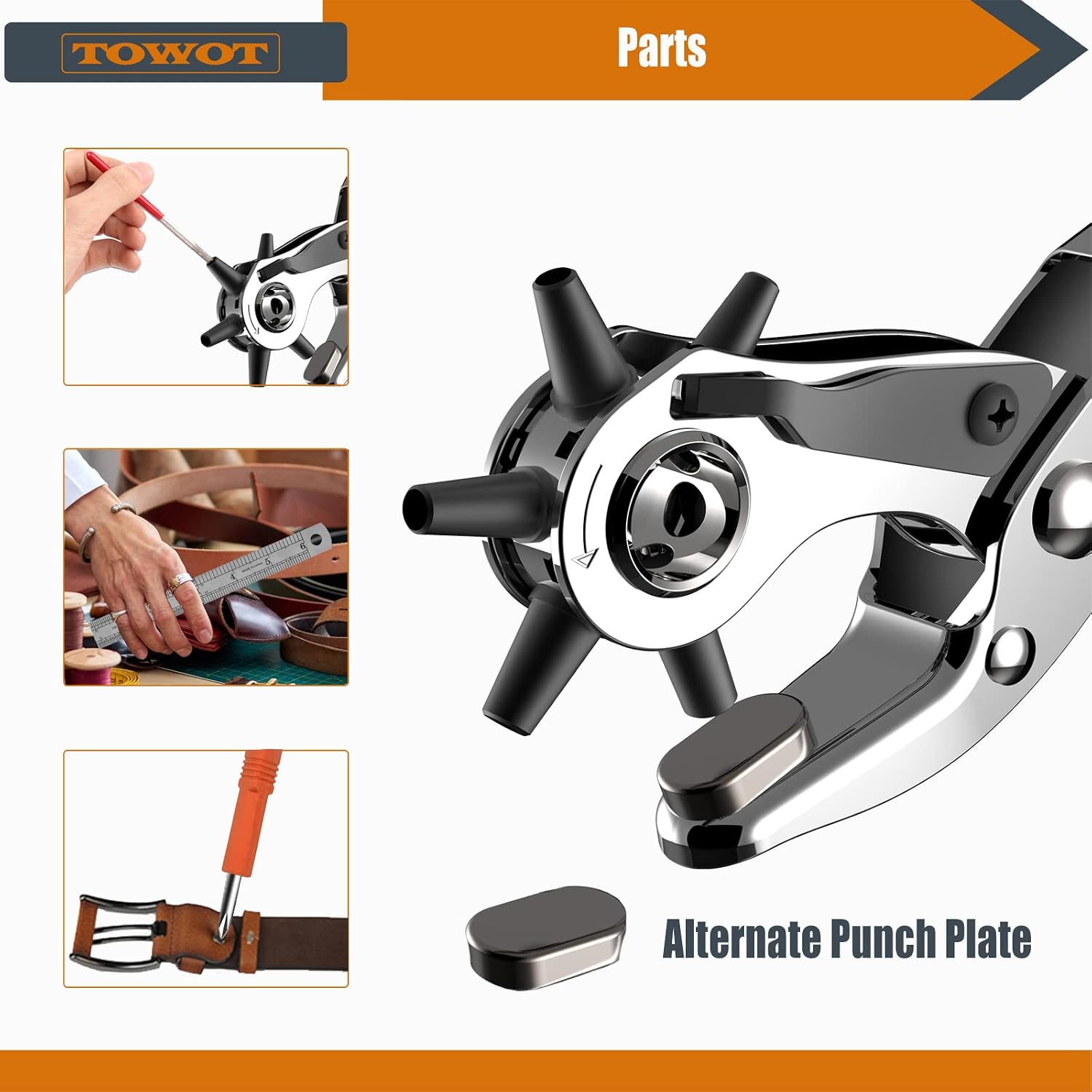 Detalle de TOWOT Belt Hole Puncher Kit 6-hole rotary