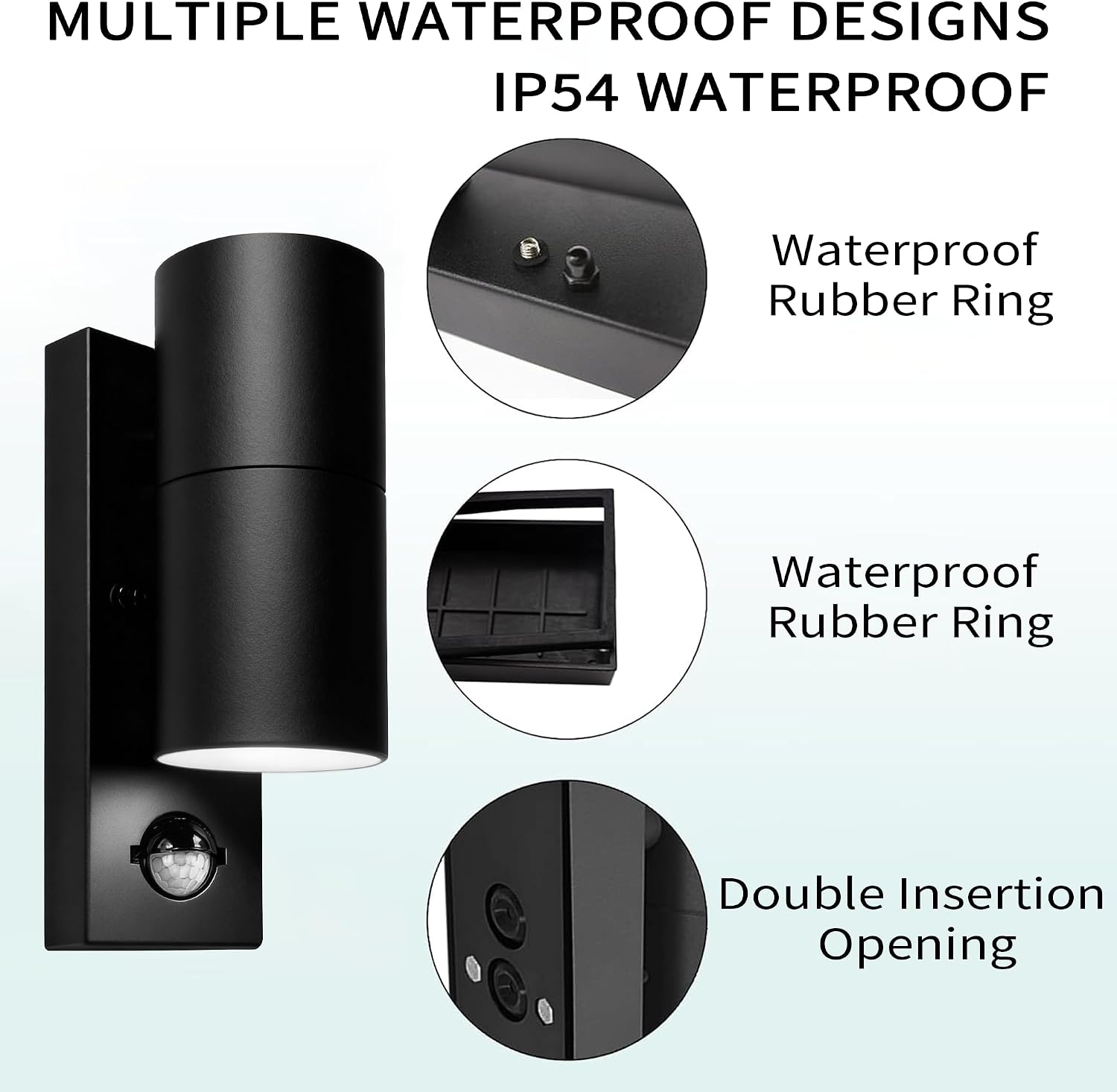 Detalle 2 de JNR ST5009 buitenwandlamp met PIR-sensor, IP54 en 5 W GU10-ledlamp
